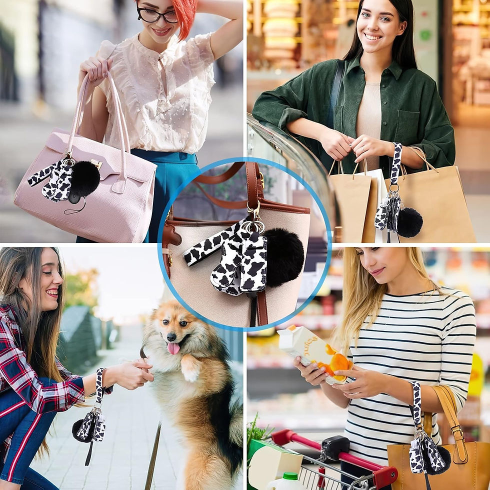 Thumbnail: Women in different locations with purses and keychains, shopping, and pet