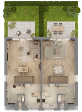 3D Grundriss Visualisierung Wohnung Erdgeschoss imagineering3d