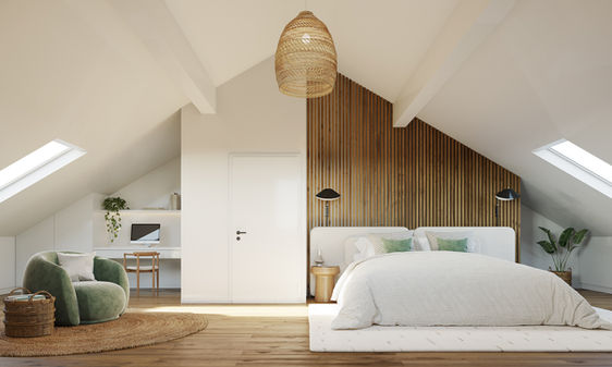 Innenvisualisierung luxuriöses Schlafzimmer Neubau imagineering3