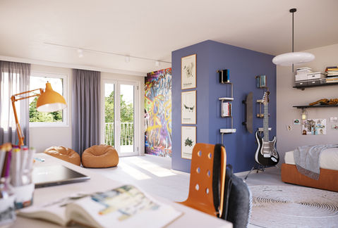 3D Architekturvisualisierung Kinderzimmer im EFH von imagineering3d