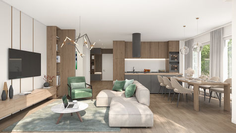 Innenraumvisualisierung modernes Wohnzimmer fotorealistisch