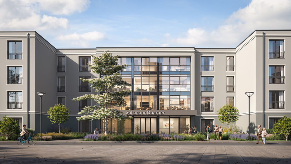 3D Rendering APH SalzmannQuartier Kassel Vorderansicht Eingang