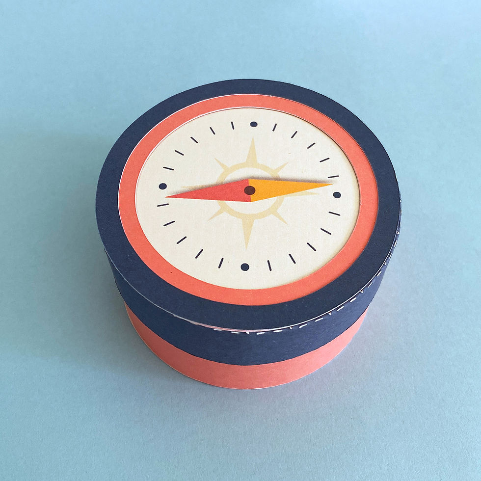 arquivo digital de caixa bússola para festa viagem volta ao mundo