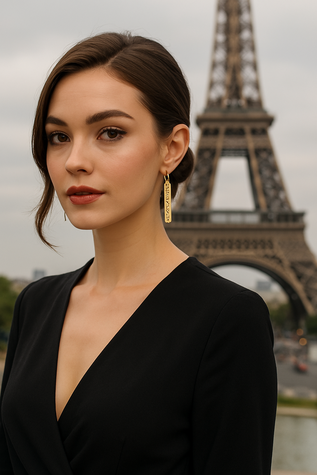 Quartz de Lumière-Diamond Bar Earrings