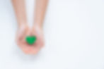 Hands of a young child holding a beautiful green heart with care showing a concept of Envi