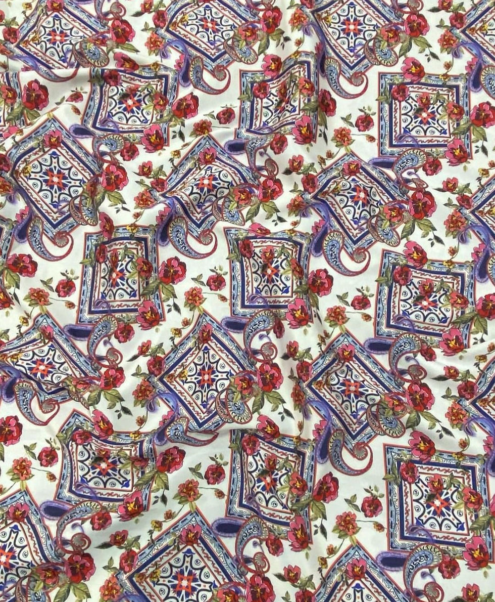 Thumbnail: Floral Satin Printed Fabrics