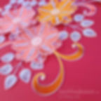 Miniatura: Quilling bilde Rosa og oransje blomster.