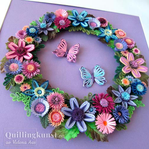 Miniatura: Quilling bilde Kransen og sommerfugler