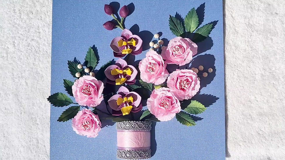 Miniatura: Quilling bilde Orkideer og roser