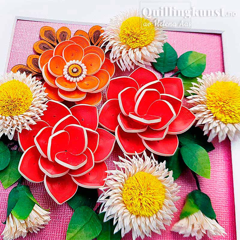 Miniatyrbilde: Quilling Bukett med tusenfryd