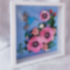 Miniatyrbilde: Quilling bilde Rosa valmuer og kolibri