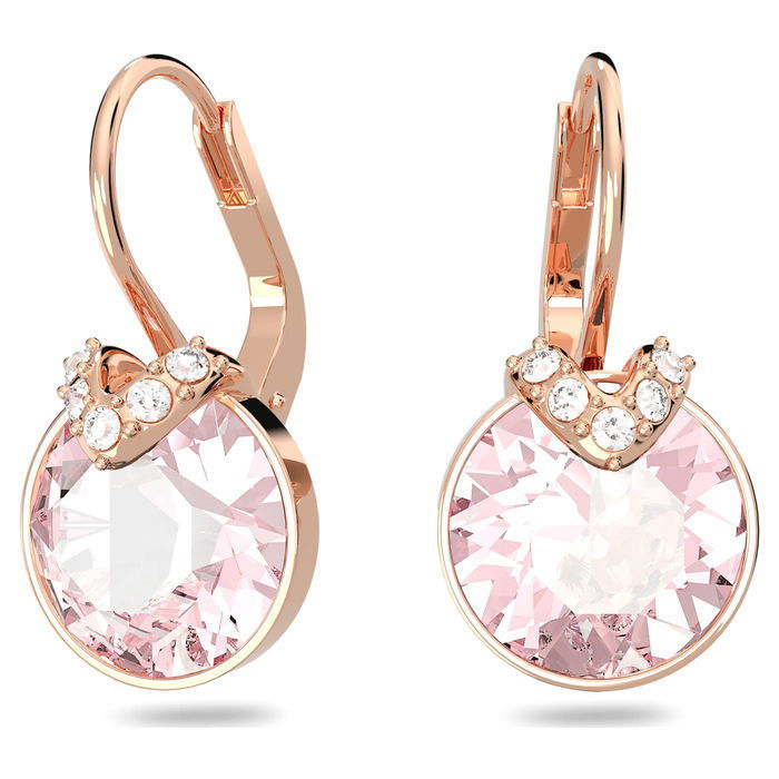 Swarovski øredobber Bella V drop Round cut, rose