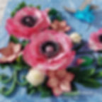 Miniatyrbilde: Quilling bilde Rosa valmuer og kolibri