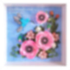 Miniatyrbilde: Quilling bilde Rosa valmuer og kolibri