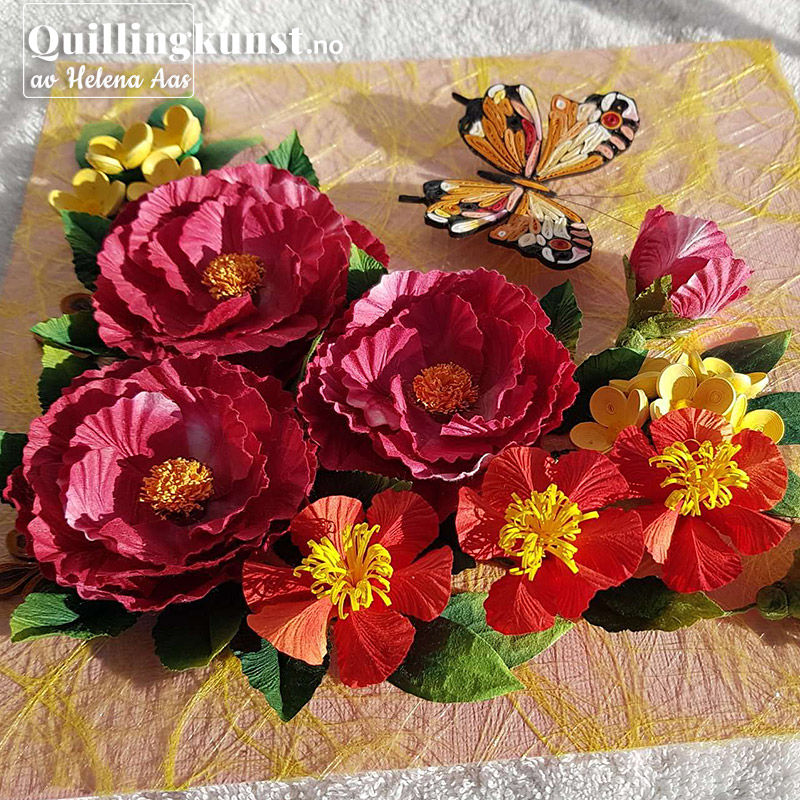 Miniatyrbilde: Quilling bilde Sommerfugl i hagen