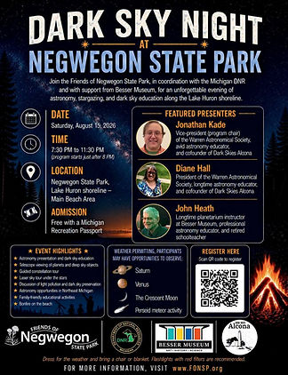 Event Poster for Dark Sky Night at Negwegon State Park on 8-15-2026