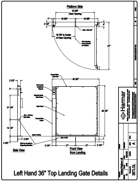 Left Hand 36'' Top Landing Gate