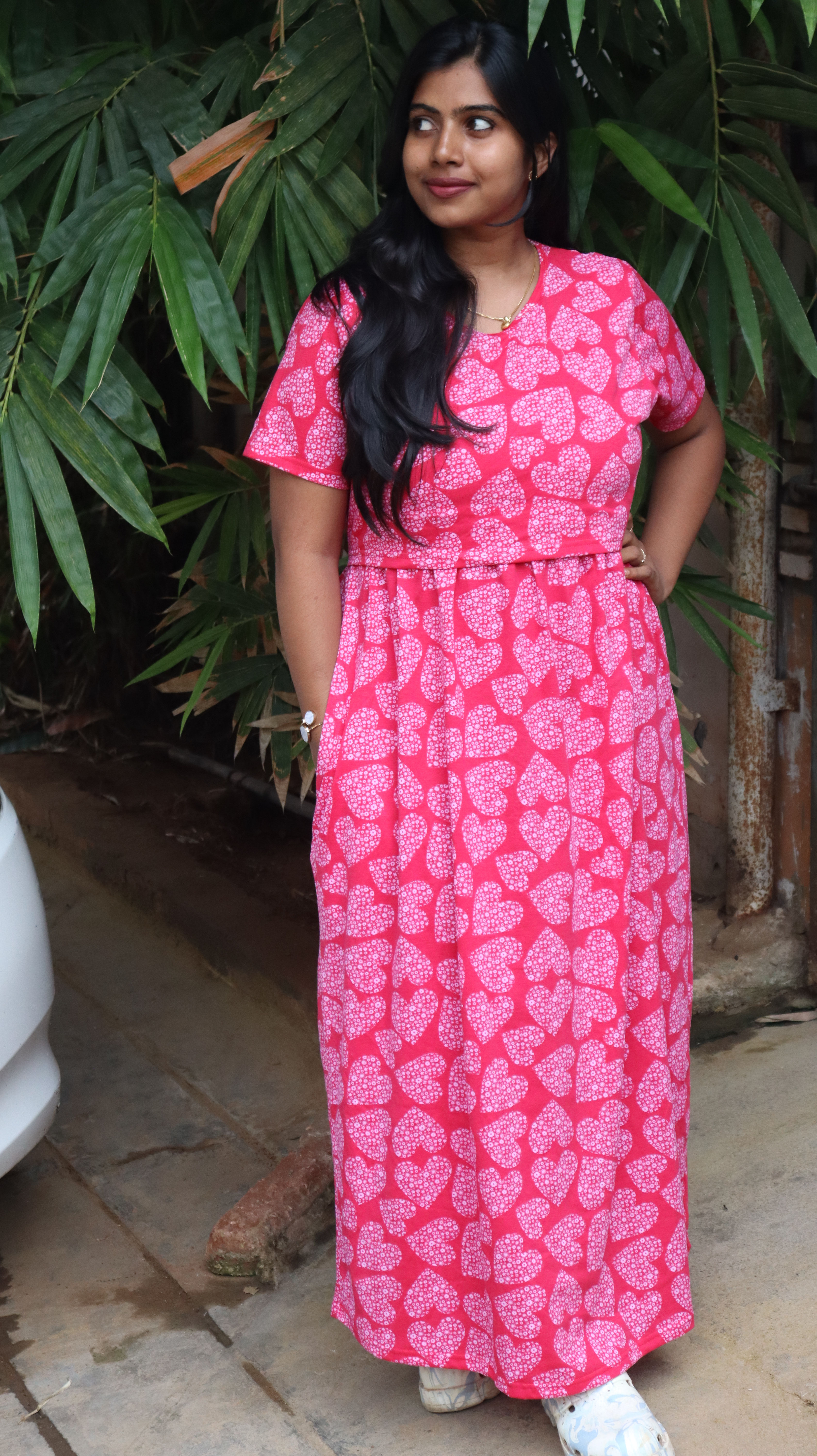 Pink Dotted Heart Feeding Lounge Wear