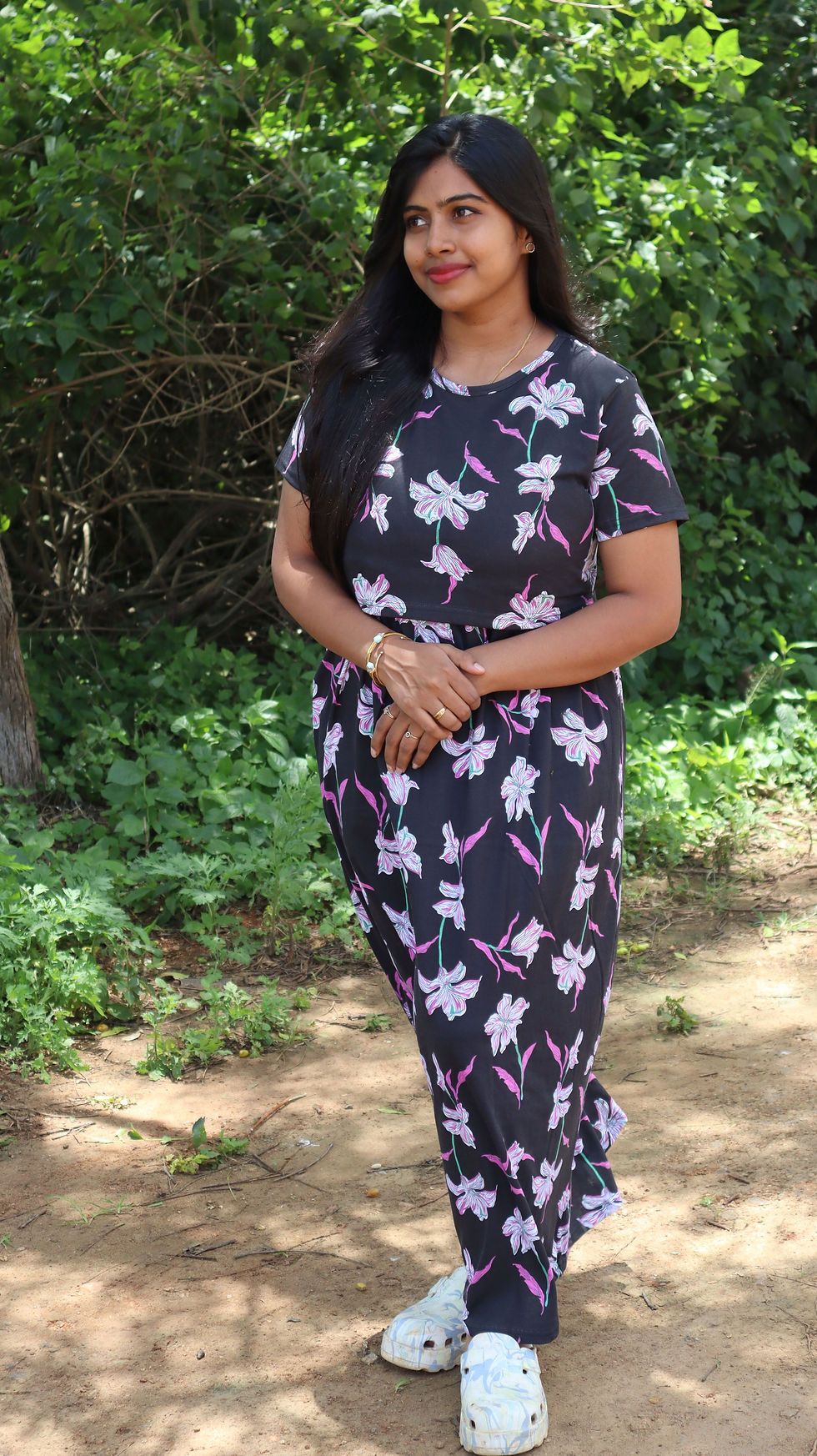 Thumbnail: Black Flower Feeding Lounge Wear