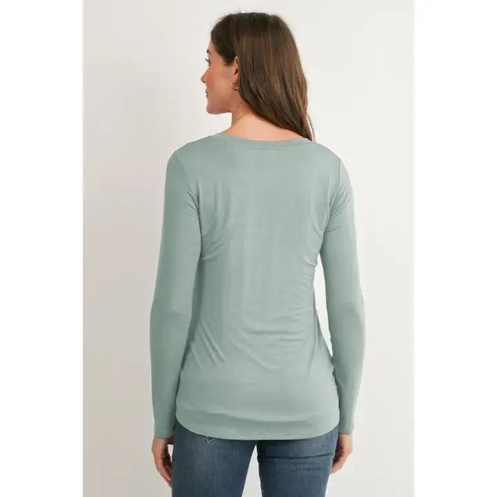 Thumbnail: Maternity & Nursing Long Sleeve V-Neck Essential Top | Hello Miz