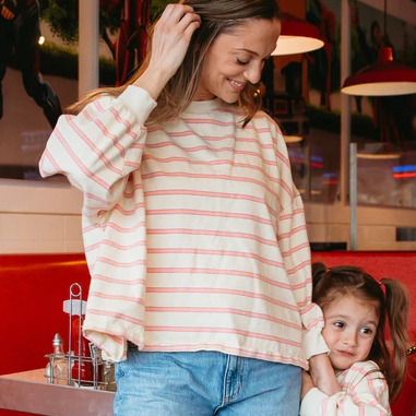 Thumbnail: Mama Matching Striped Long Sleeve Crewneck | Roobear