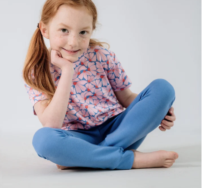 Thumbnail: Tidal Blue Bamboo Leggings | Little & Lively