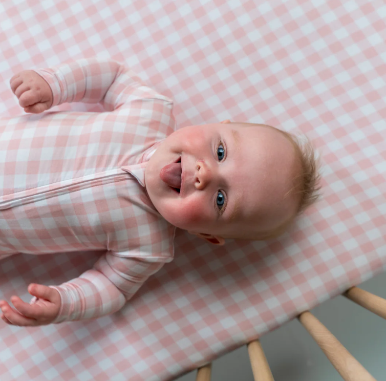 Thumbnail: Pink Gingham Footed Sleepers | Pip+Phee