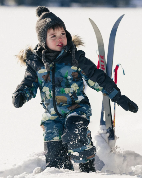 One Piece Discover Snowsuit Blue Bear Print | Deux par Deux