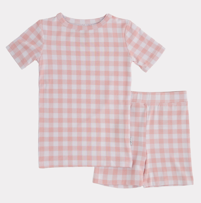 Thumbnail: Pink Gingham Short Sleeve and Shorts Set | Pip+Phee