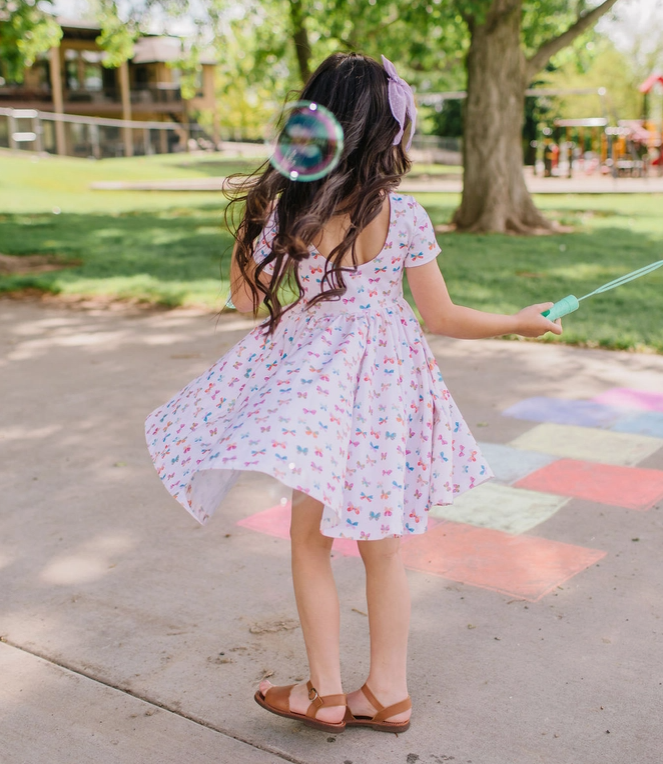 Thumbnail: Classic Twirl Dress in Butterfly Rainbow | Ollie Jay