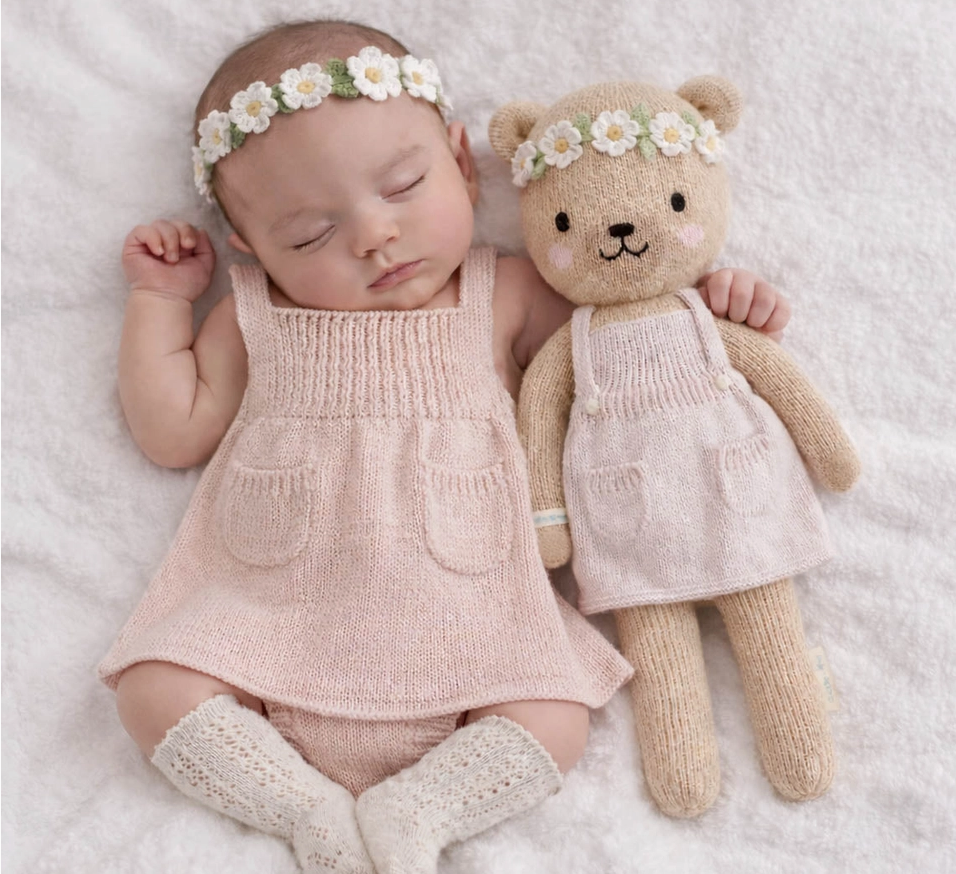 Olivia Knitted Dress 4pc Set | Olive & Cradle