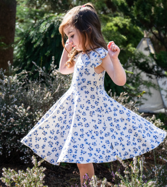 Ruffled Sleeves Twirl Dress - Bluebell | Belan.J