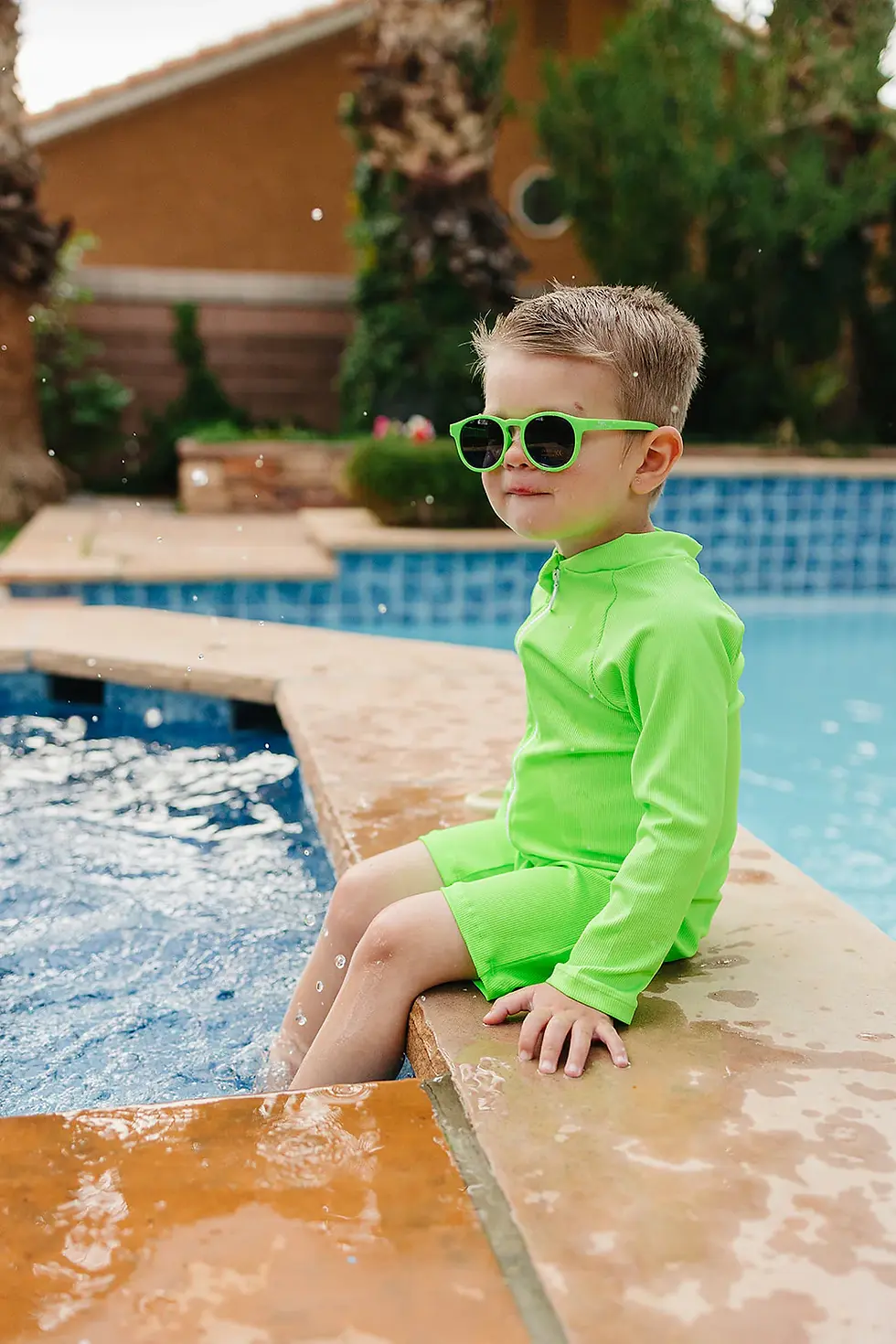 Thumbnail: Green Gecko Ribbed Sunsuit | Current Tyed