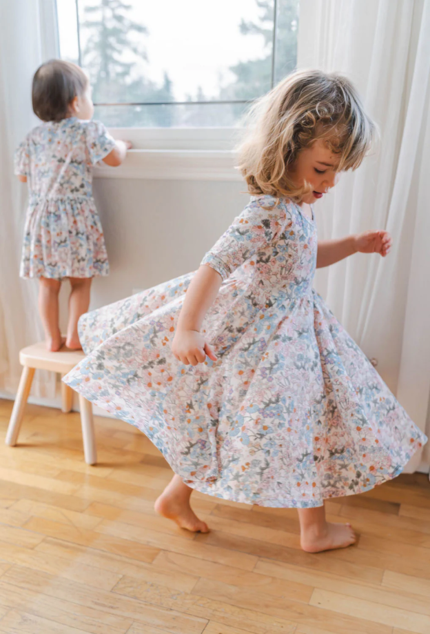 Short Sleeve Skater Dress - English Garden | Loulou Lollipop
