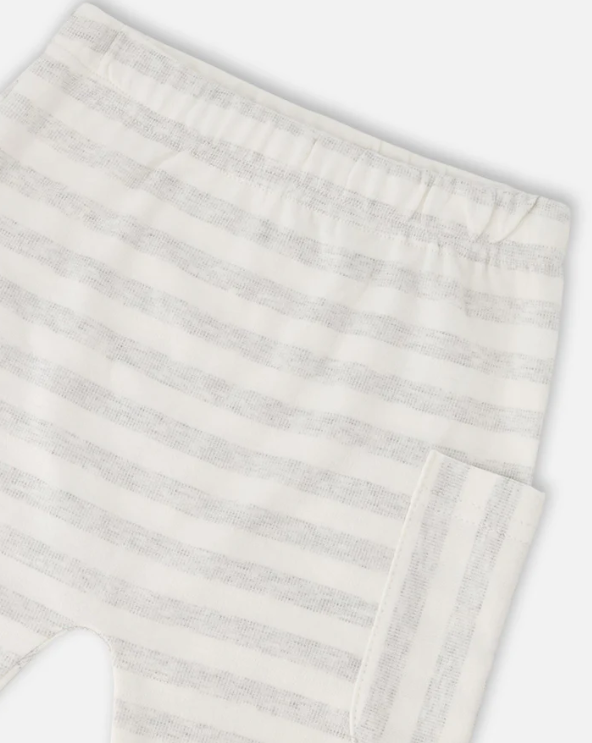 Thumbnail: Sweater And Pants Set White And Grey Stripes | Deux par Deux