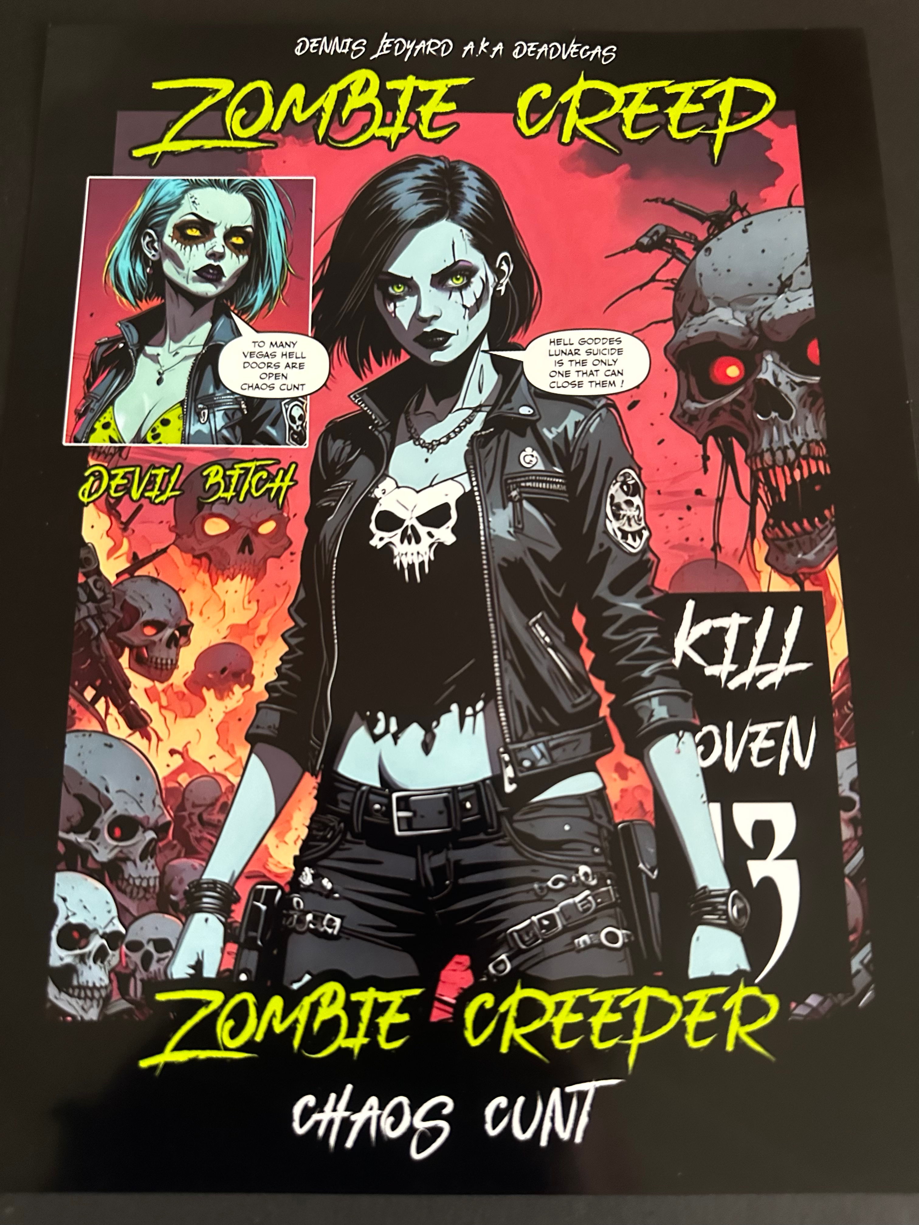 Zombie Creep ( Zombie Creeper Chaos Cunt & Devil Bitch ) Comic Poster Print 