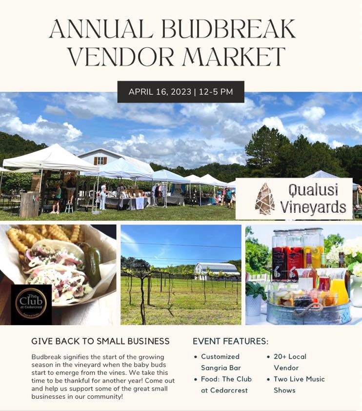 Annual BudBreak Vendor Market at Qualusi Vineyards