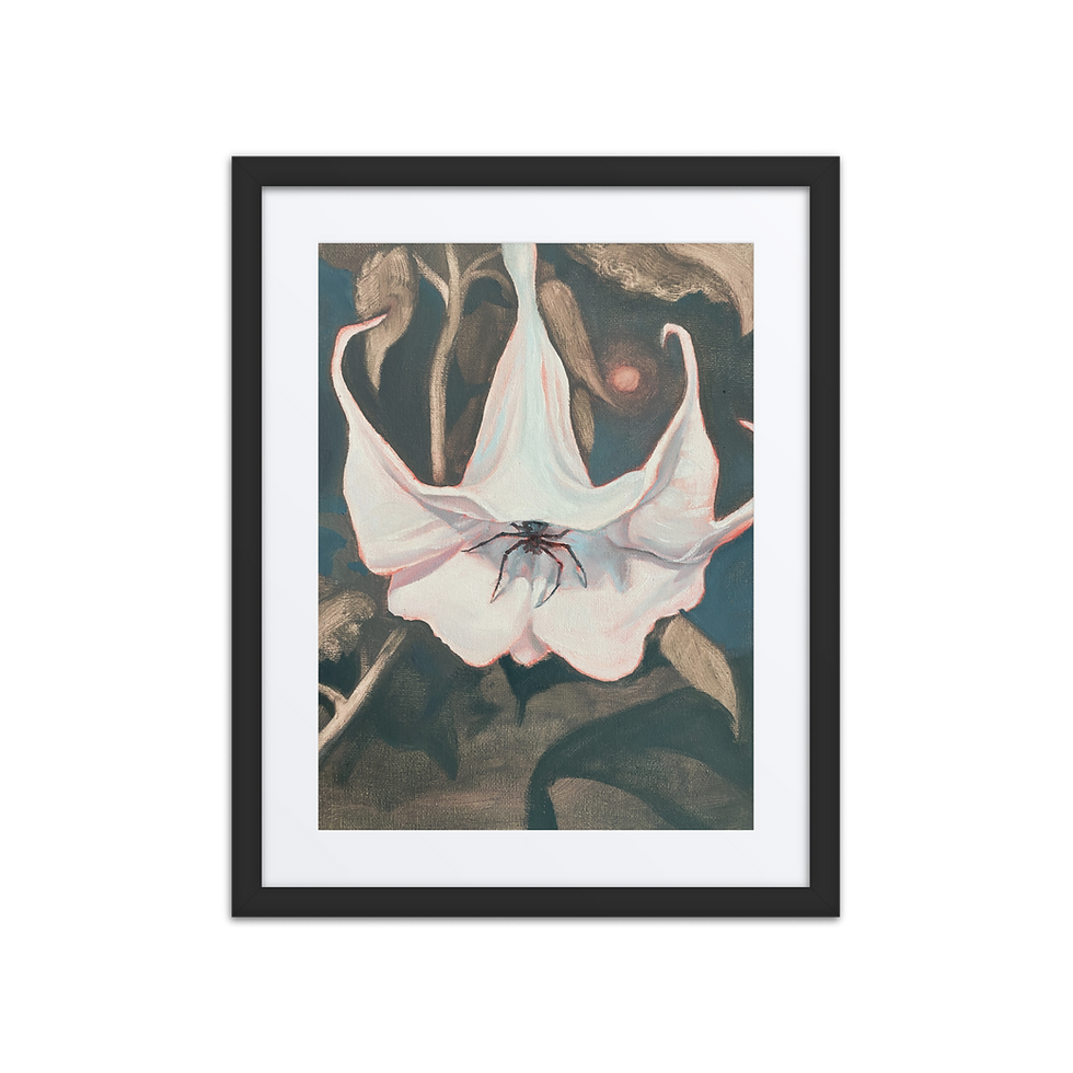 Thumbnail: "Under the Moon Flower" Framed and Matted Print - 16 x 20"