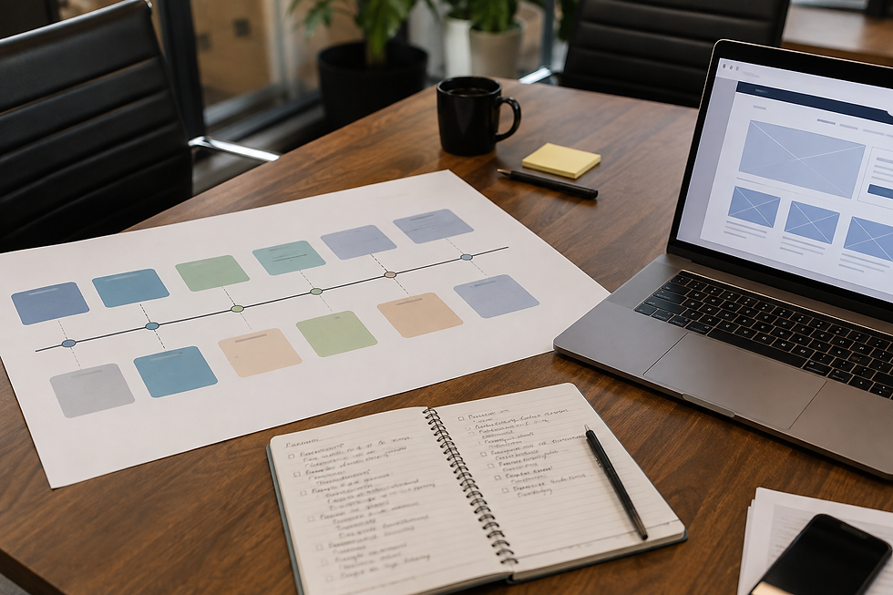 Website redesign project plan showing the phases of a professional redesign from discovery through post-launch monitoring
