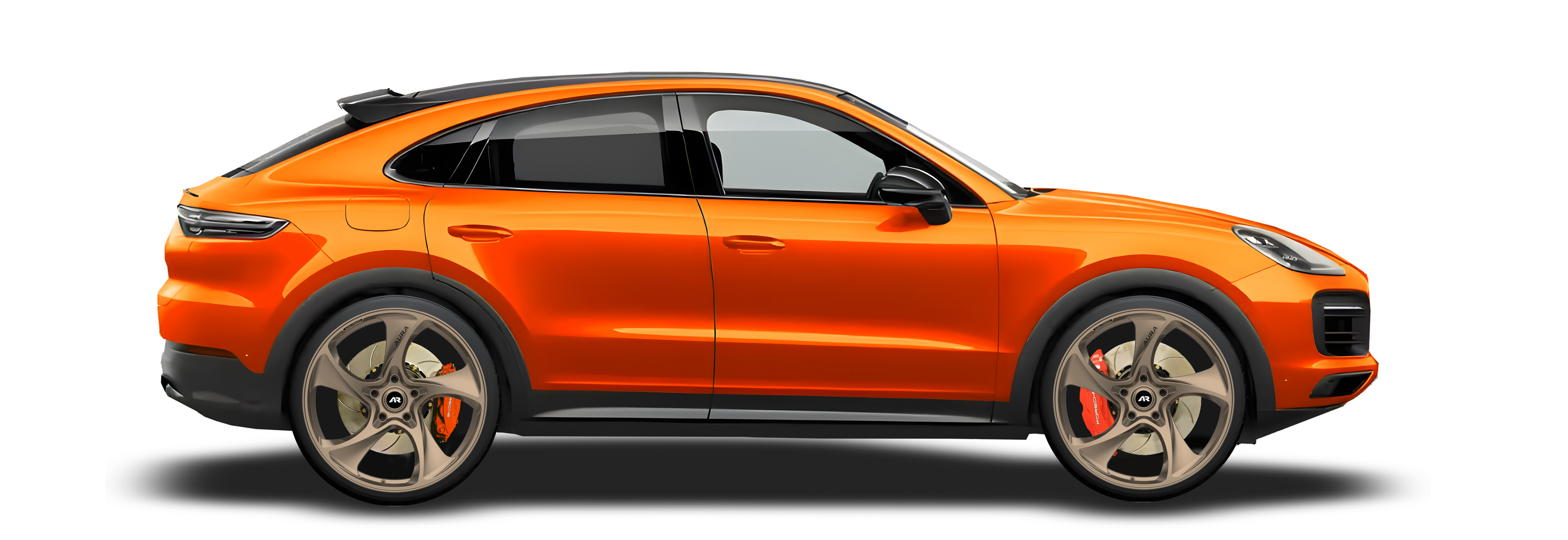 Orange Porsche Cayenne in Aura Forged Precision P759 Custom Forged Wheels