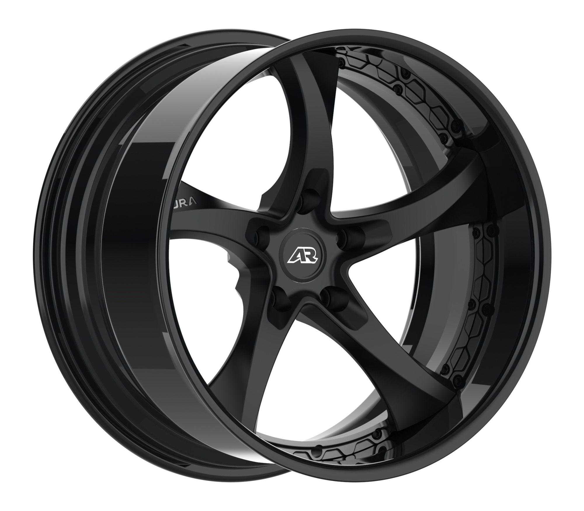 Aura Forged Modular Series AM-07P Gloss Black Grey Lip Wheels