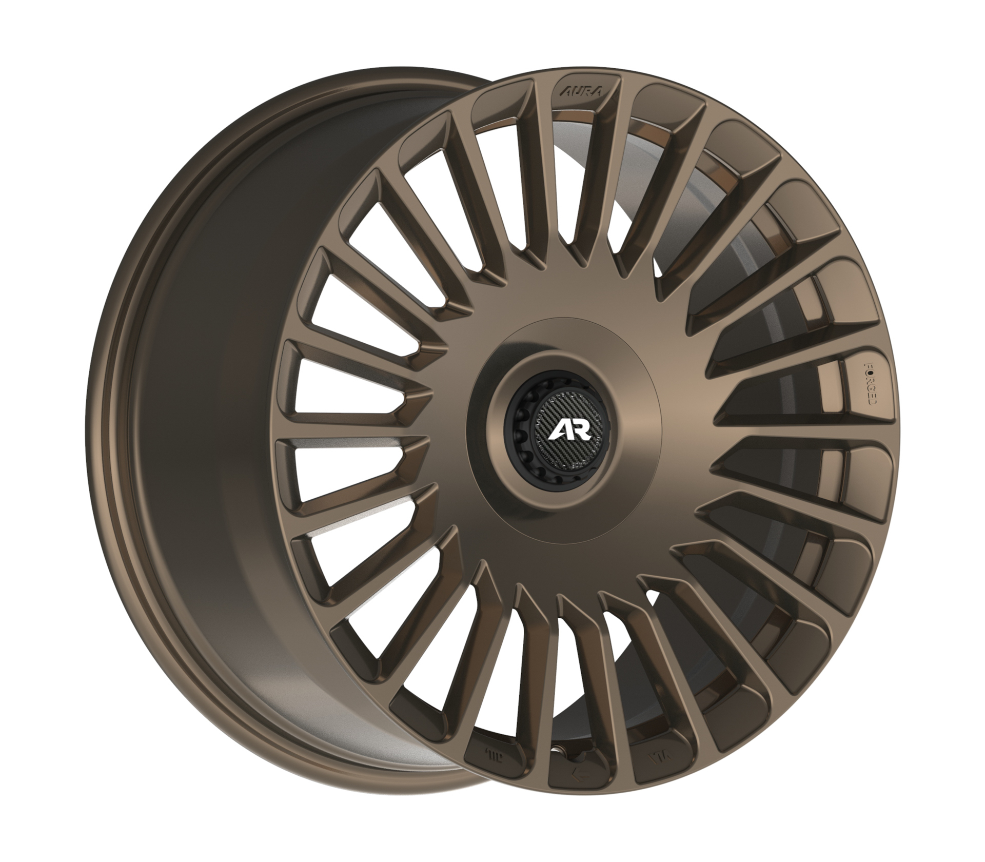 Aura Forged Aero-Forged AF-01 Long Spokes with Center Lock Cap in Satin Bronze