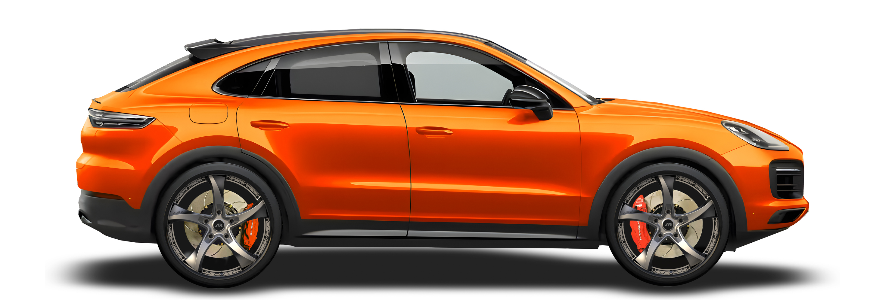 Orange Porsche Cayenne in Aura Forged Precision P760 Custom Forged Wheels