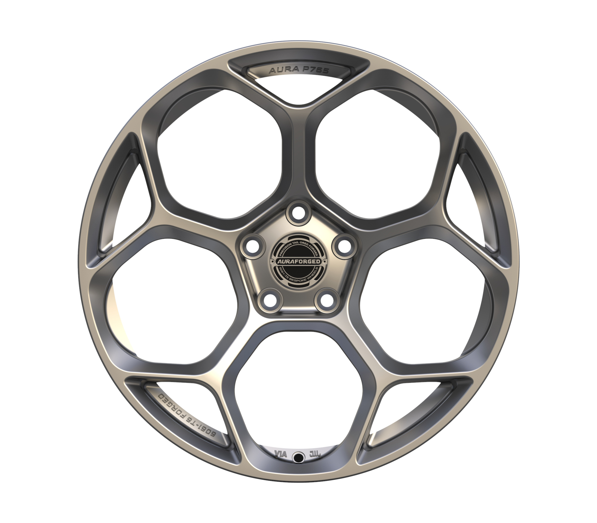 White Porsche Taycan in Aura Forged Precision P765 Custom Forged Wheels