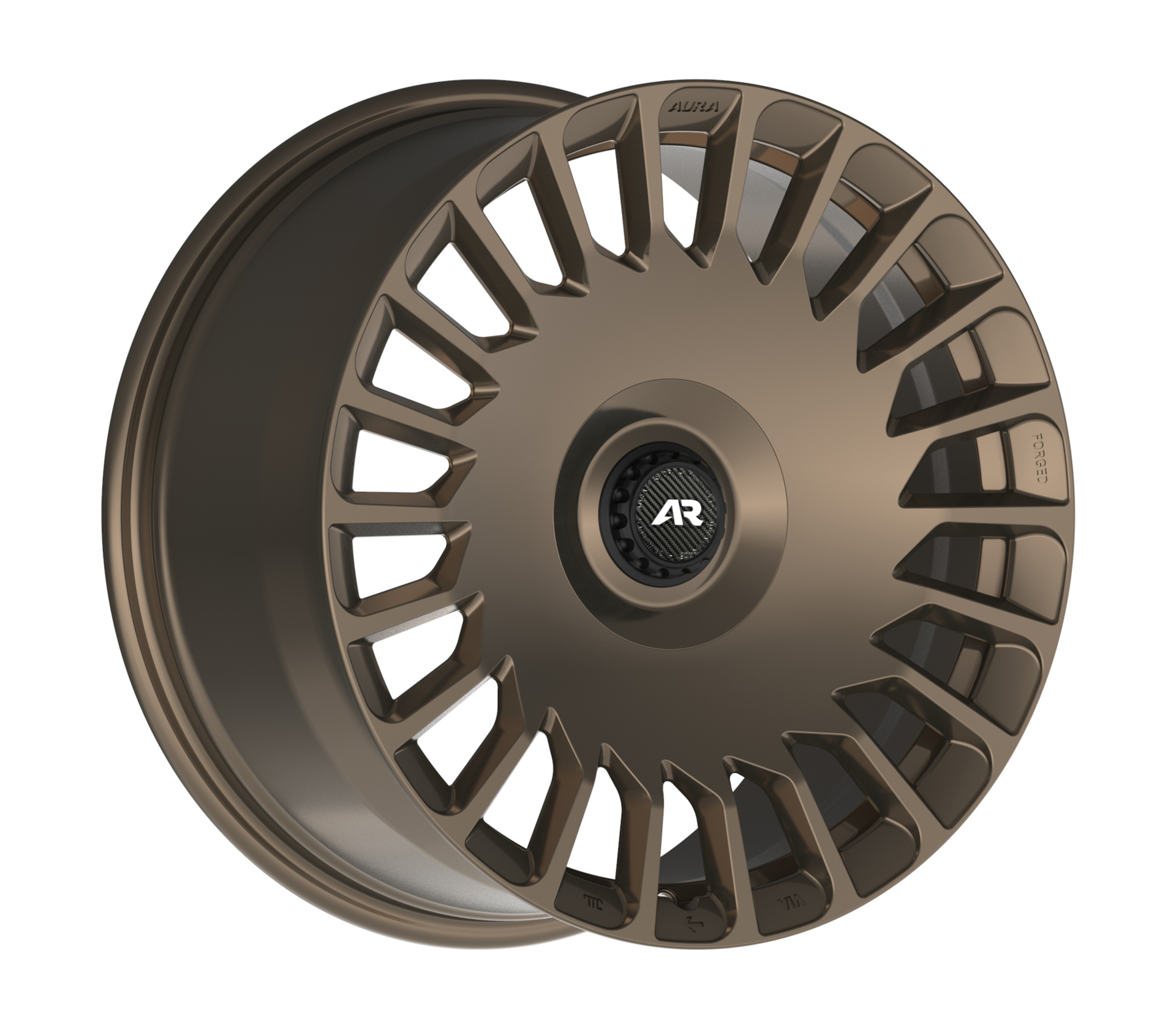 Aura Forged Aero-Forged AF-01 Short Spokes with Center Lock Cap in Satin Bronze