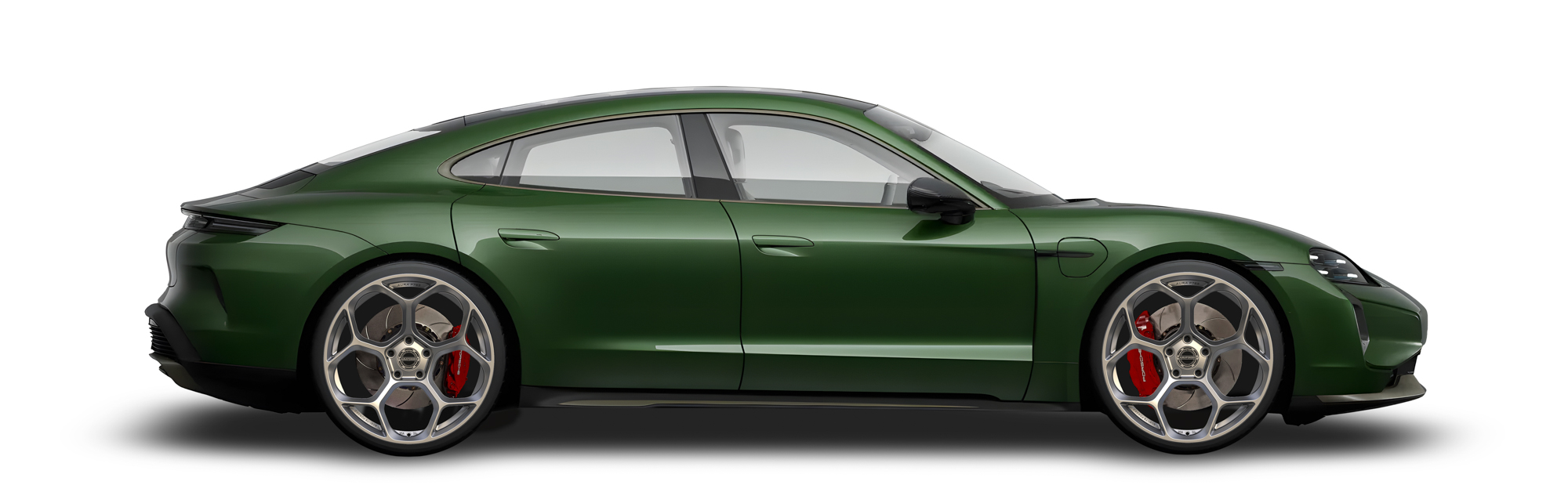 White Porsche Taycan in Aura Forged Precision P765 Custom Forged Wheels