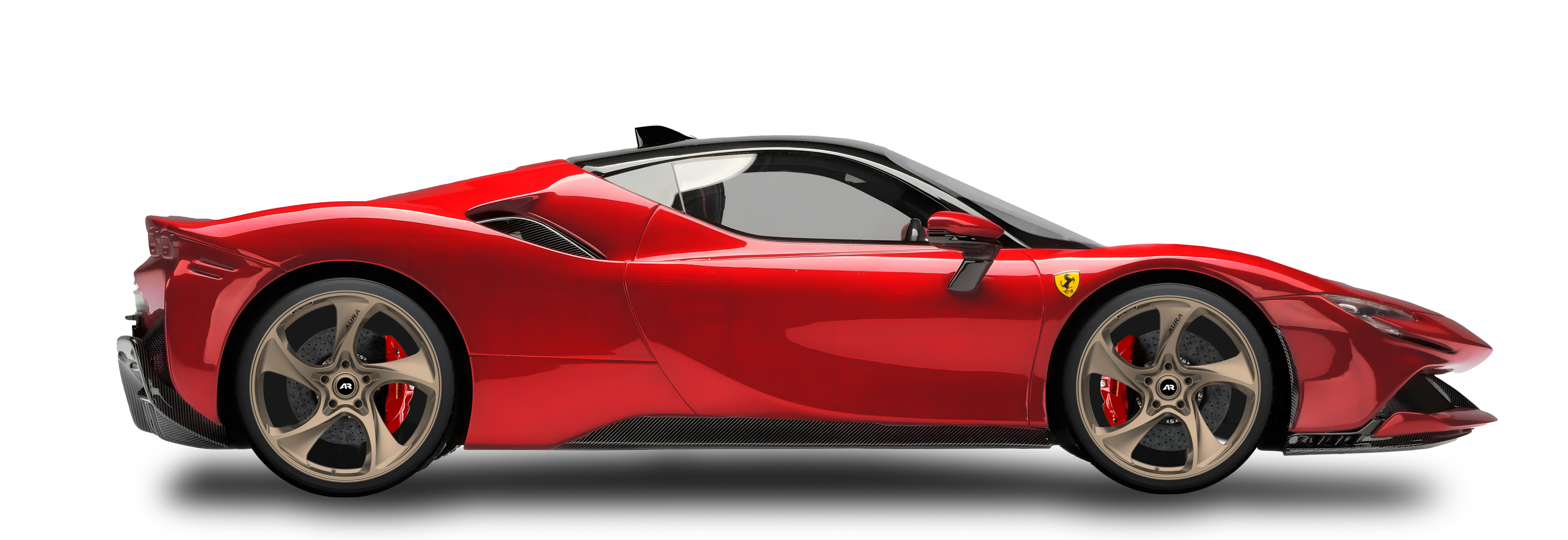 Red Ferrari F90 in Aura Forged Precision P759 Custom Forged Wheels