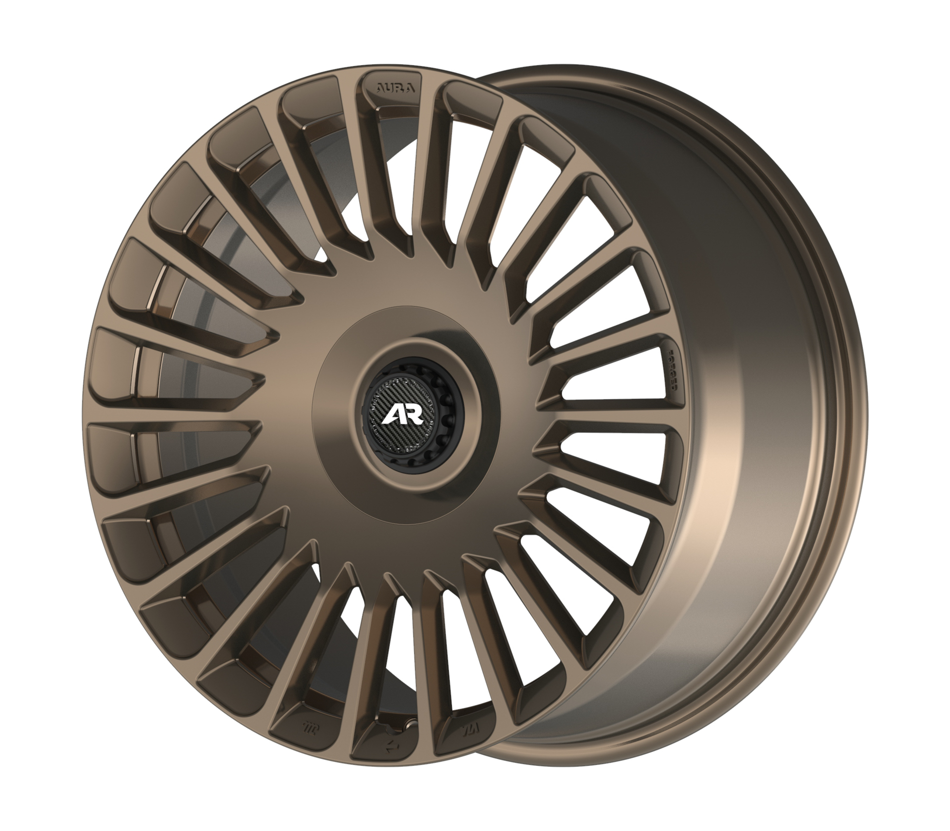 Aura Forged Aero-Forged AF-01 Long Spokes with Center Lock Cap in Satin Bronze