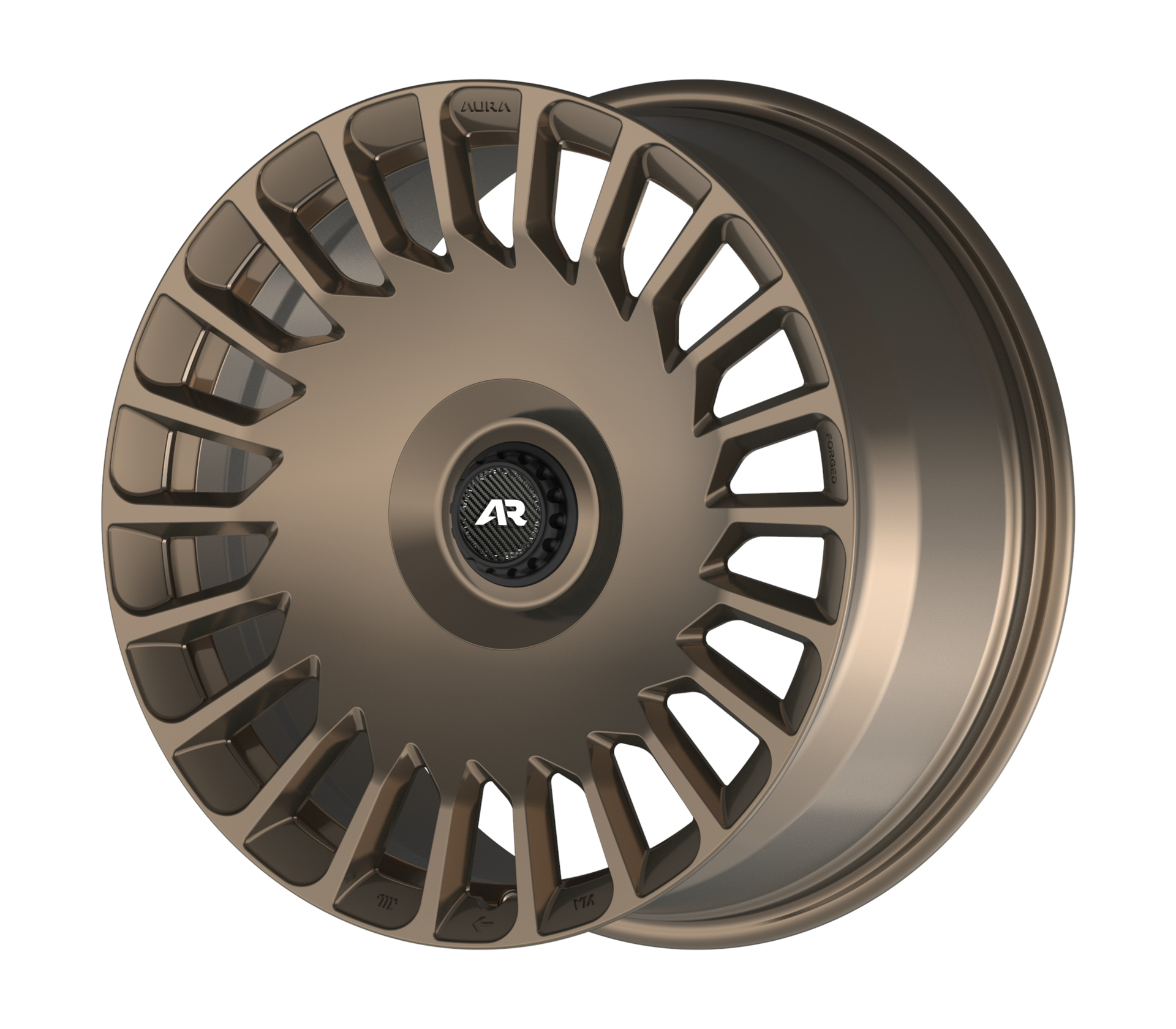 Aura Forged Aero-Forged AF-01 Short Spokes with Center Lock Cap in Satin Bronze