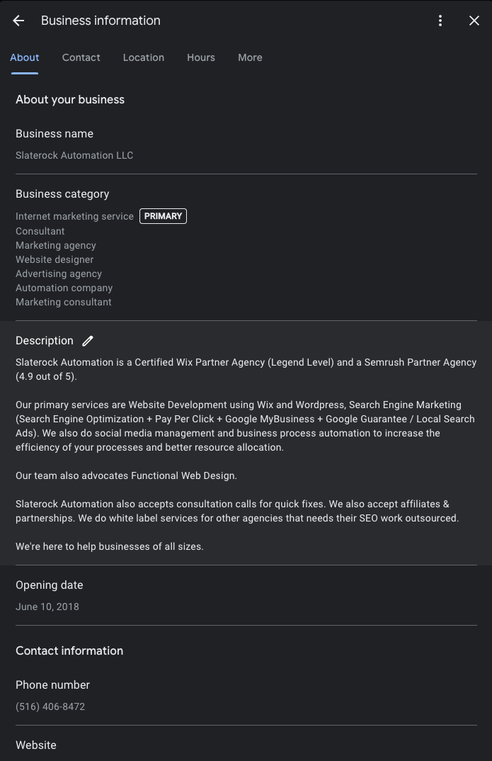 Slaterock Automation's GMB information.